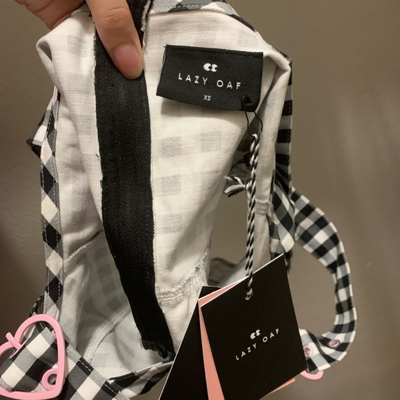 TRADE ONLY Lazy Oaf gingham heart buckle top - Picture 2 of 2